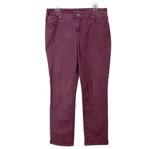 Plum Burgundy Straight Leg Cotton Jeans 10 Classic